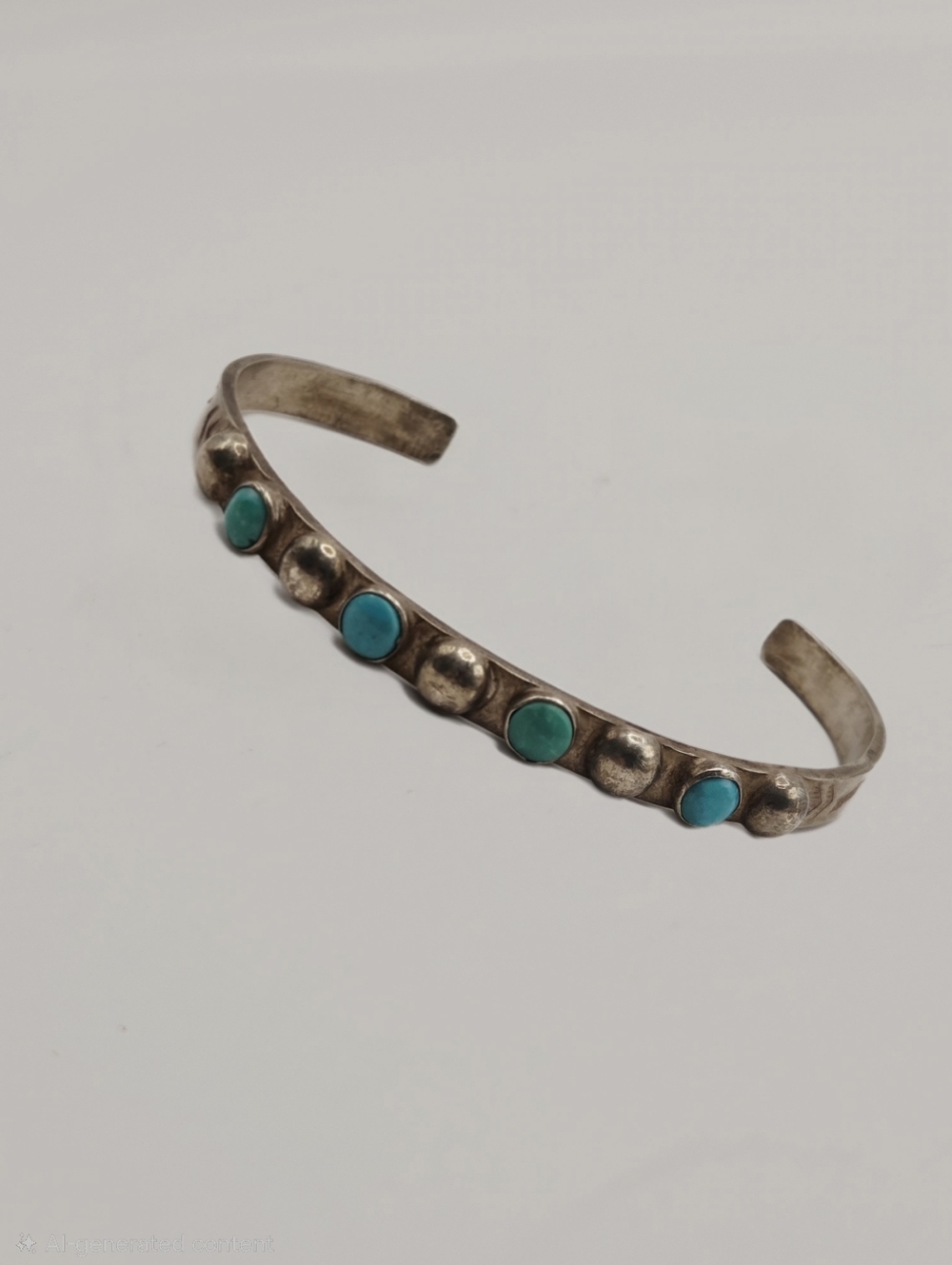 Vintage Zuni Snake Eye Turquoise Stacker Cuff Bracelet Sterling Silver - Picture 2 of 9